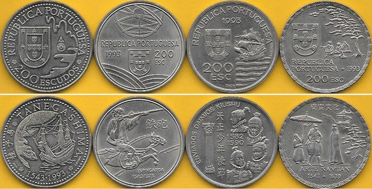 Portugal - 200$00 1993 (Km# 665/666/667 e 668) Descobrimentos