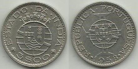 Ìndia Portuguesa - 3$00 1958 (Km# 34)