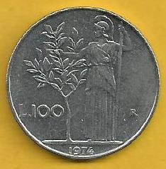 Itália - 100 Liras 1974 (Km# 96)
