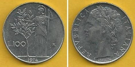 Itália - 100 Liras 1974 (Km# 96)