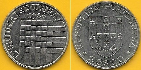 Portugal - 25$00 1986 (Km# 635) C.E.E.