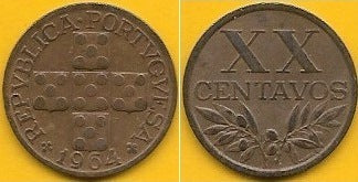Portugal - XX Centavos 1964 (Km# 584)
