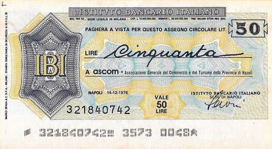 Italia - 50 Liras 1976 (# Nl) Cheque