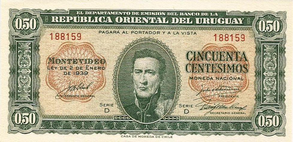 Uruguai - 50 Centesimos 1939 (# 34)