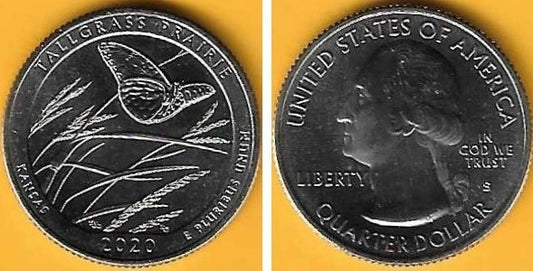 USA - 25 Cents 2020 (Km# ..) Talgrass Prairie