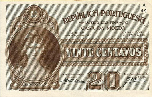 Portugal - 20 Centavos 1925 (# 102)