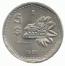 Mexico - 5 Pesos 1981 (Km# 485)