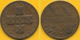 Portugal - XX Centavos 1955 (Km# 584)