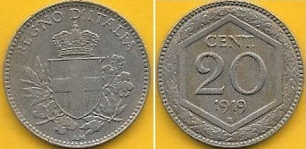Itália - 20 Centesimi 1919 (Km# 58)