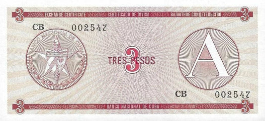 Cuba - 3 Pesos 1985 (# Fx2)
