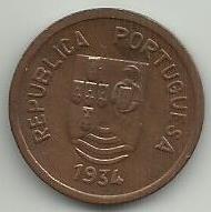 India Portuguesa - 1 Tanga 1934 (Km# 19)