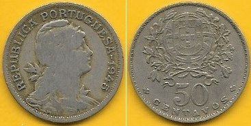 Portugal - 50 Centavos 1945 (Km# 577)