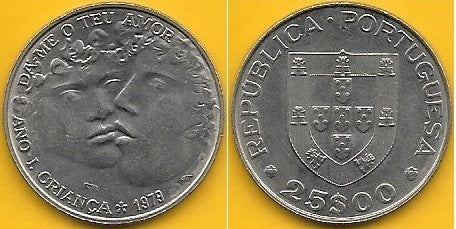 Portugal - 25$00 1979 (Km# 609) Ano Int. Criança