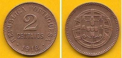 Portugal - 2 Centavos 1918 (Km# 568)