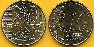 França - 10 Centimos 2018 (Km# 1410)