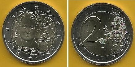 Itália - 2 Euro 2020 (Km# ..) Nascimento Maria Montessori