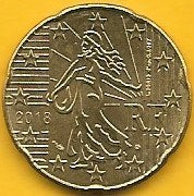França - 20 Centimos 2018 (Km# 1411)