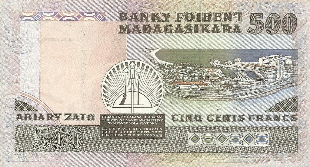 Madagascar - 500 Francos 1988/93 (# 71)