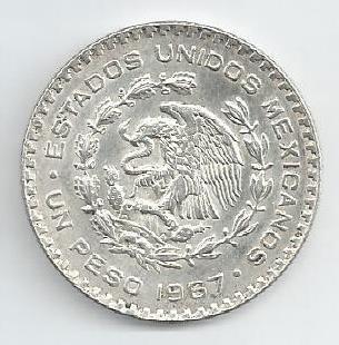 Mexico - 1 Peso 1967 (Km# 459)