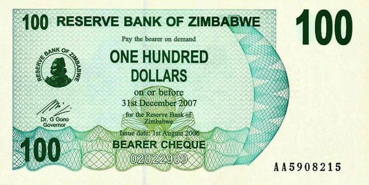 Zimbabwé - 100 Dolares 2006 (# 42)