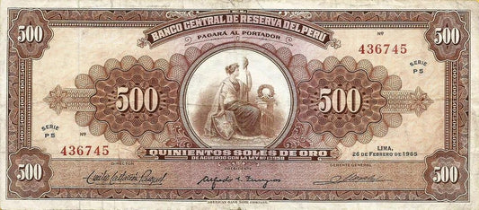 Peru - 500 Soles Ouro 1965 (# 91)