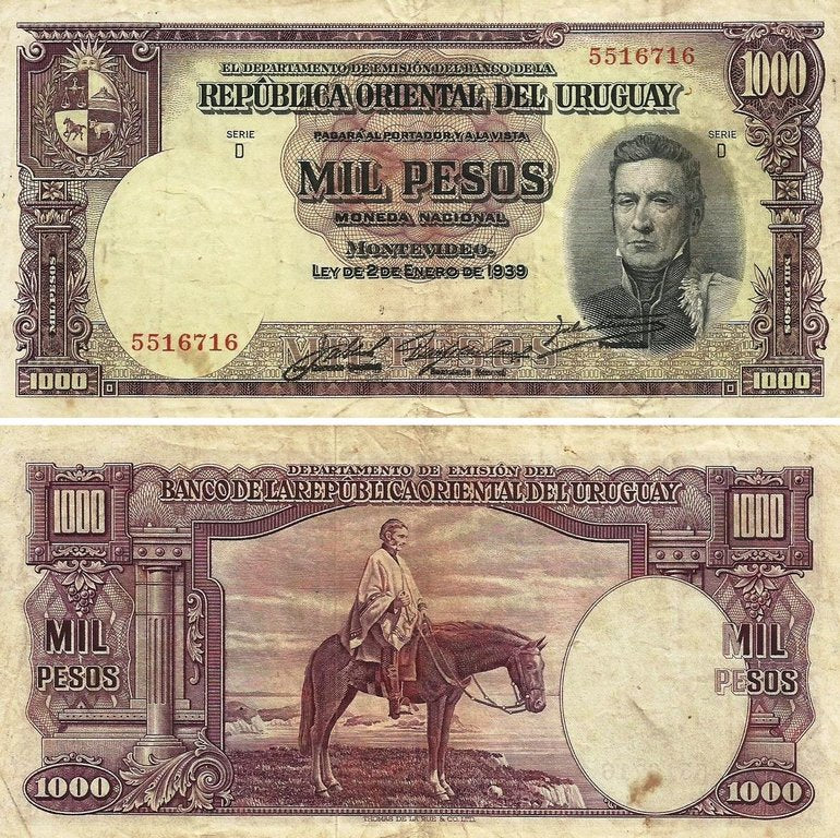 Uruguay - 1000 Pesos 1939 (# 41c)