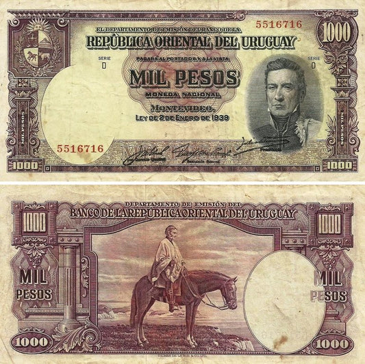 Uruguay - 1000 Pesos 1939 (# 41c)