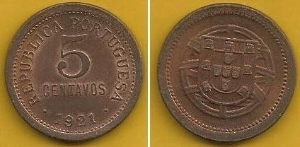 Portugal - 5 Centavos 1921 (Km# 569)