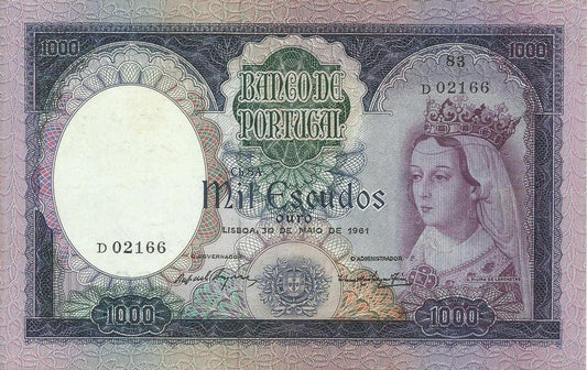 Portugal - 1000$00 1961 (# 166)