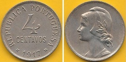 Portugal - 4 Centavos 1917 (Km# 566)