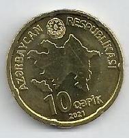 Azerbaijão - 10 Qapik 2021 (Km# ..)