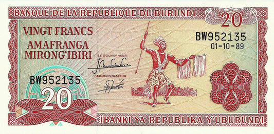 Burundi - 20 Francos 1989 (# 27d)