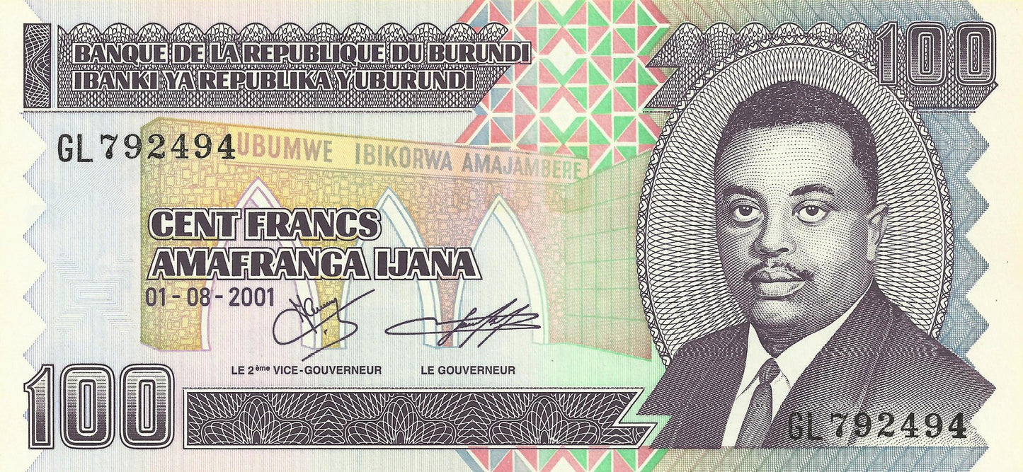 Burundi - 100 Francos 2001 (# 37c)