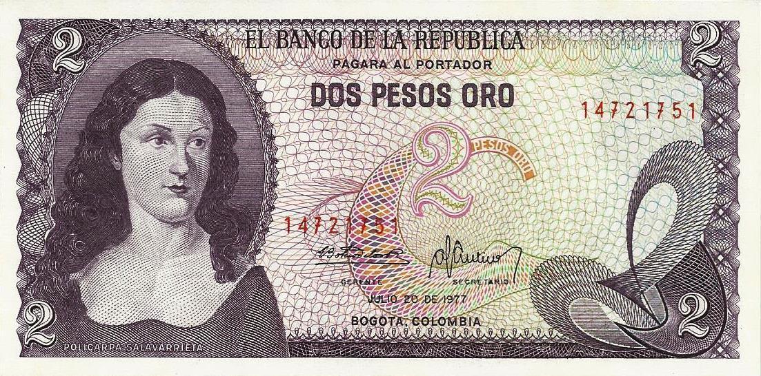 Colombia - 2 Pesos 1977 (# 413b)