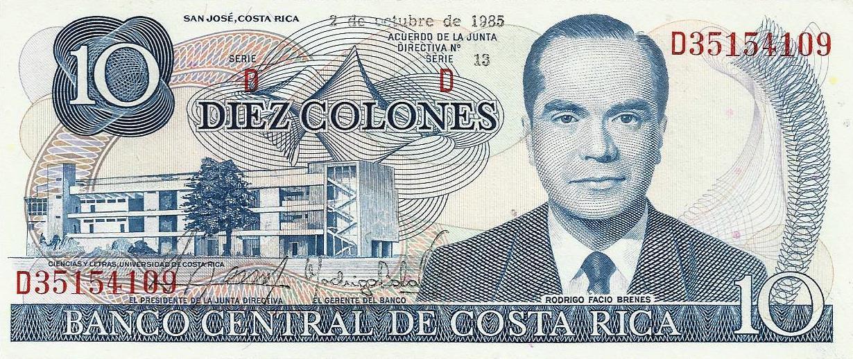 Costa Rica - 10 Colones 1985 (# 237b)