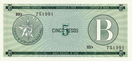 Cuba - 5 Pesos 1985 (# FX7)