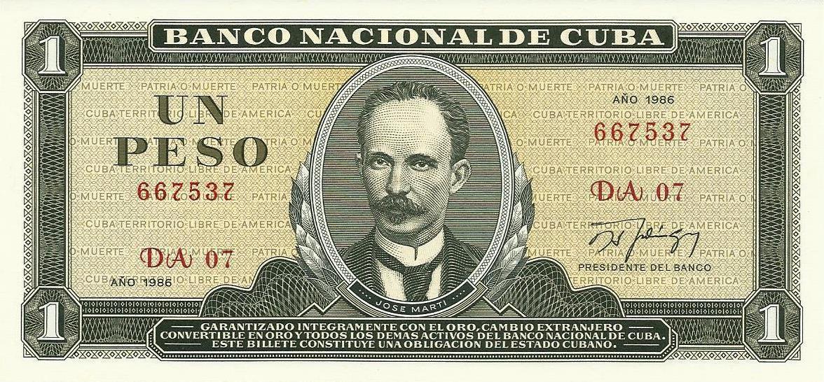 Cuba - 1 Peso 1986 (# 102c)