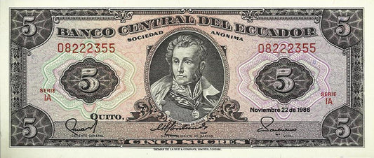 Equador - 5 Sucres 1988 (# 113d)