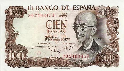 Espanha - 100 Pesetas 1970 (# 152a)