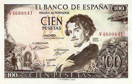 Espanha - 100 Pesetas 1965 (# 150)