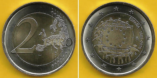 Espanha - 2 Euro 2015 (Km# 1338) 30 Anos Bandeira