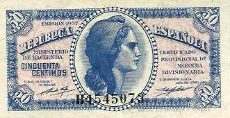 Espanha - 50 Centimos 1937 (# 93)