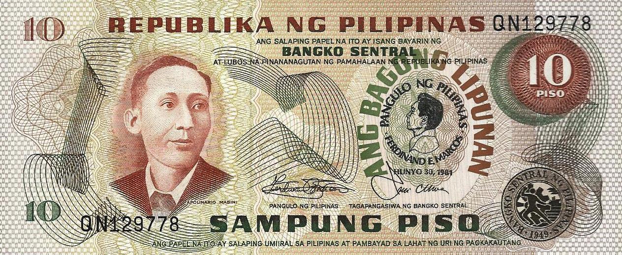 Filipinas - 10 Piso 1981 (# 167a)