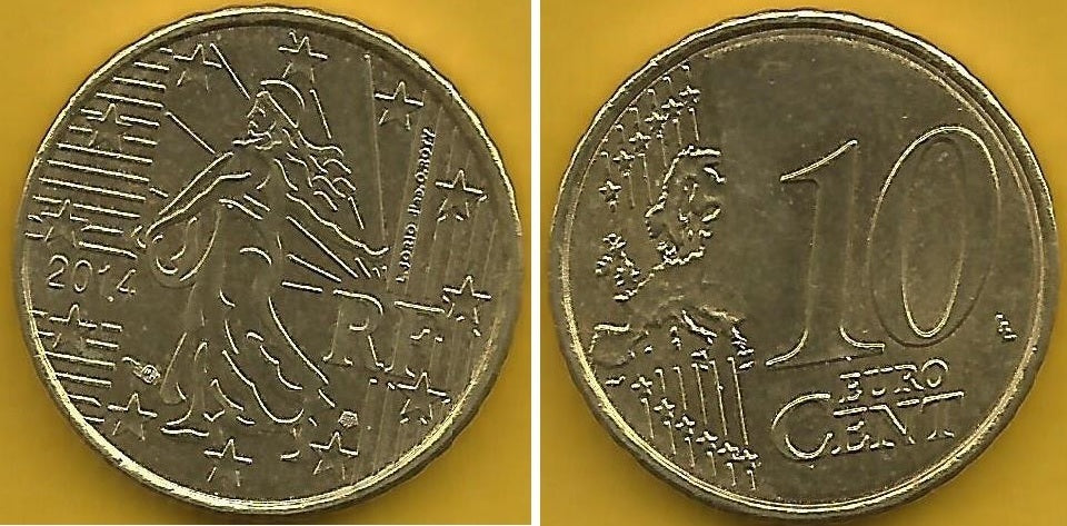 França - 10 Centimos 2014 (Km# 1410)