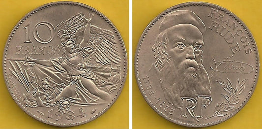 France - 10 Francos 1984 (Km# 954)     François Rude