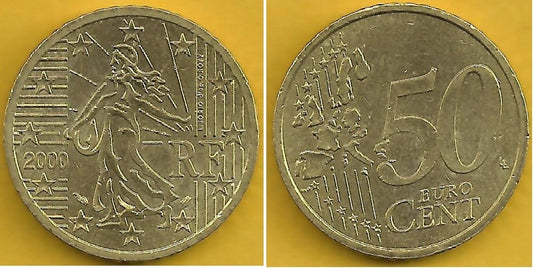 França - 50 Cêntimos 2000 (Km# 1287)