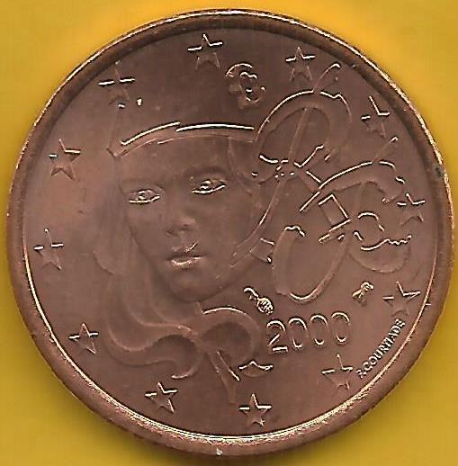 França - 5 Centimos 2000 (Km# 1284)