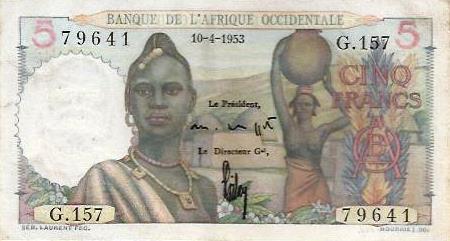 French W. Africa - 5 Francos 1953 (# 36)
