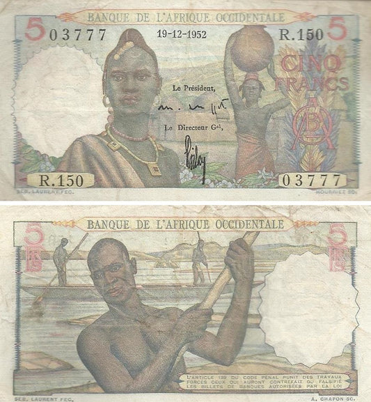 French W. Africa - 5 Francos 1952 (# 36)