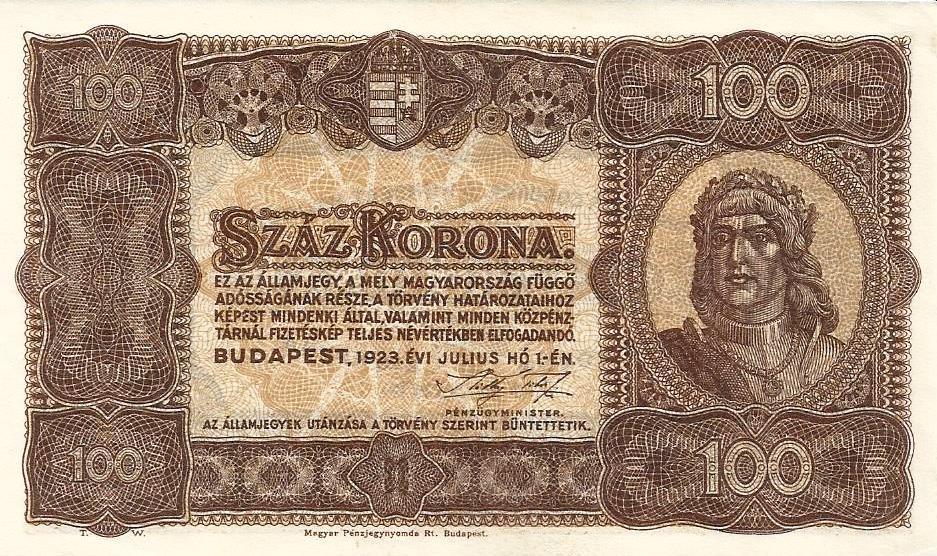 Hungria - 100 Korona 1923 (# 73a)